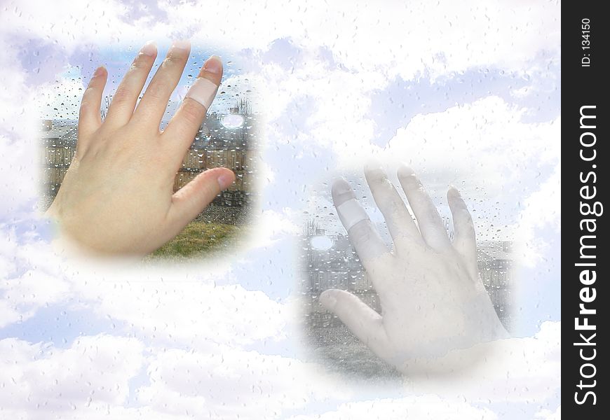 Background with hands and bandage over sky and clouds . Can be used as preset for web site or printing materials . Background with hands and bandage over sky and clouds . Can be used as preset for web site or printing materials .