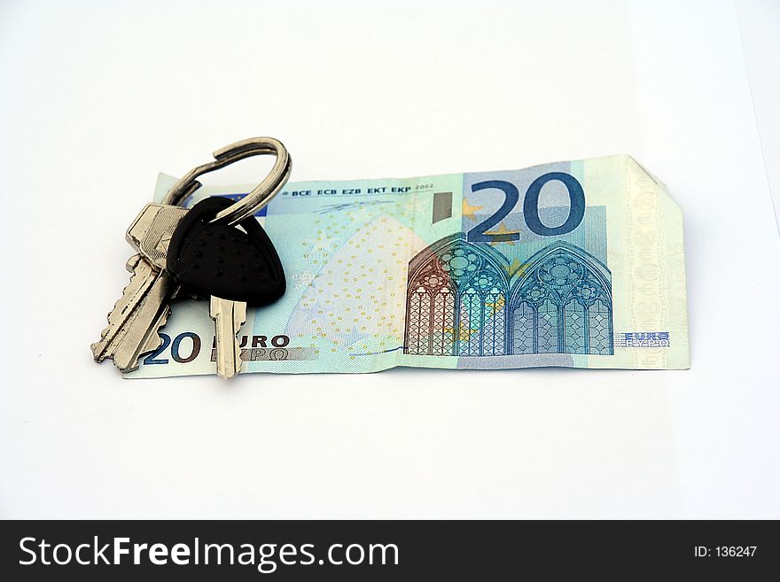 Keys over a 20 euro note. Keys over a 20 euro note