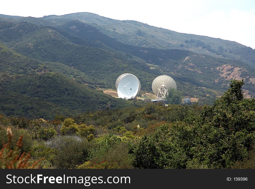 Satellite dishs in the mountains. Satellite dishs in the mountains