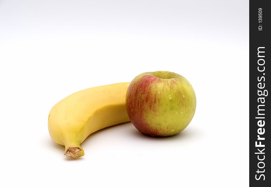 Close up of apple and bananna. Close up of apple and bananna