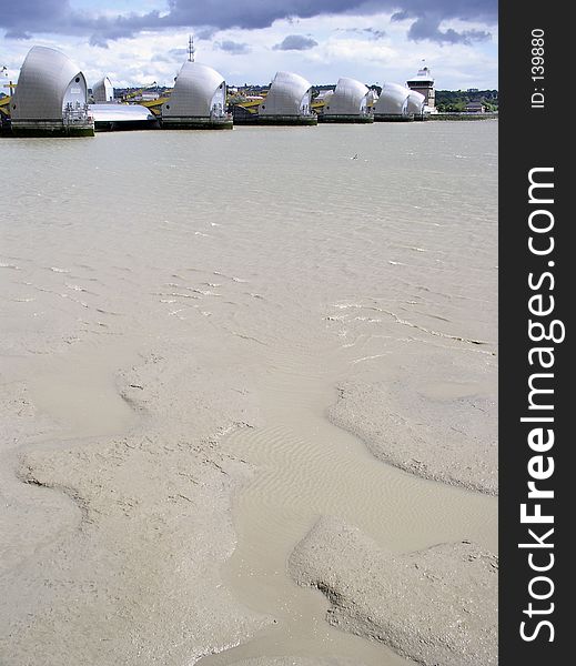 Mudflats And Thames Barrier