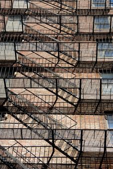 Zig Zagging Fire Escape On Back Of Old Apartment Building Royalty Free Stock Photos Zig Zagging Fire Escape On Back Of Old Apartment Building Royalty Free Stock Photos