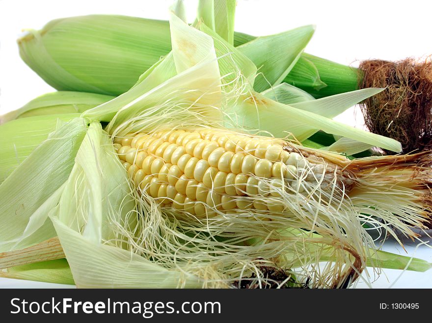 Fresh peeled cobs of corn. Fresh peeled cobs of corn