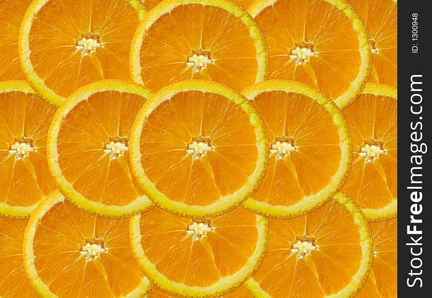 Fresh orange slice in a pattern as a background