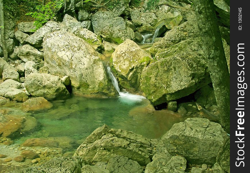 Waterfall And Lake