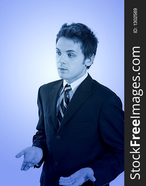 Business man over blue background