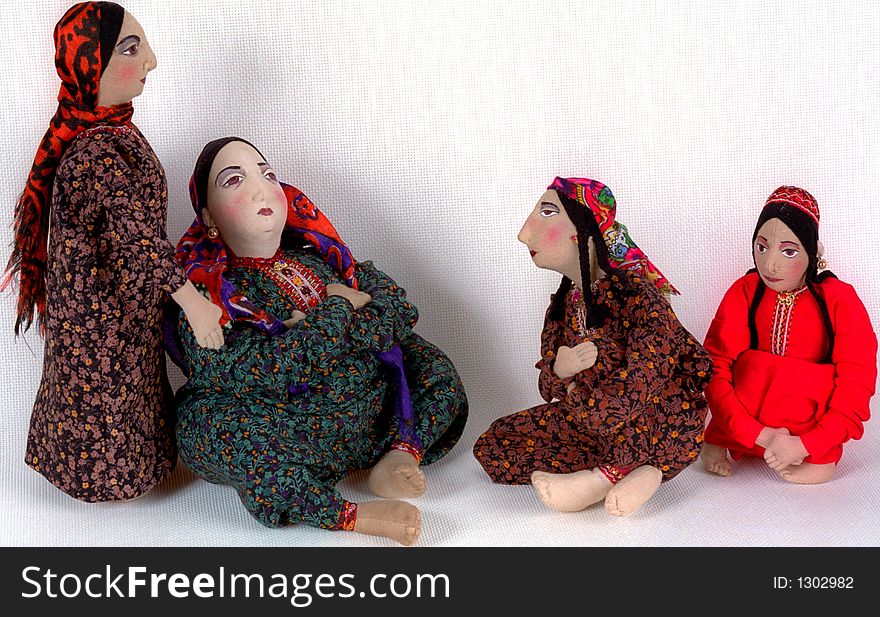 National doll. Sitting women. Turkmenistan. National doll. Sitting women. Turkmenistan.