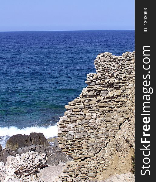 Ancient castle walls, Methoni, Peloponese, Greece