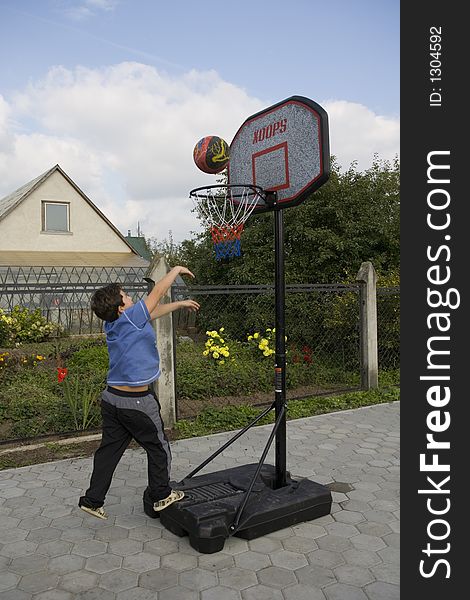 Active boy game of basketball. Active boy game of basketball