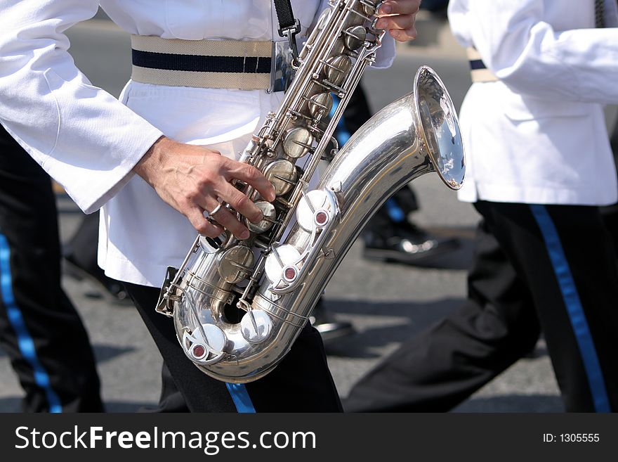 Sax player in a parade