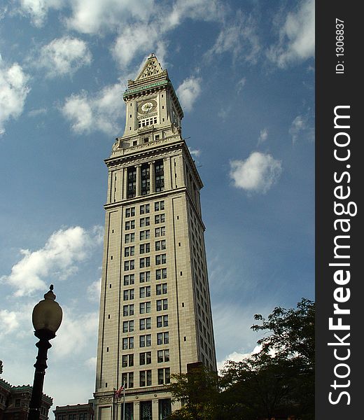 Customs House in Boston against a beautiful blue sky. Customs House in Boston against a beautiful blue sky.