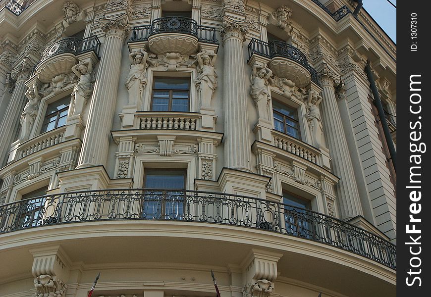 Balconies on a building of hotel  (Moscow, Russia)