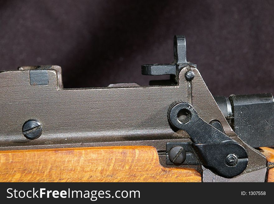 British 303 Rifle sights and safety lever. British 303 Rifle sights and safety lever