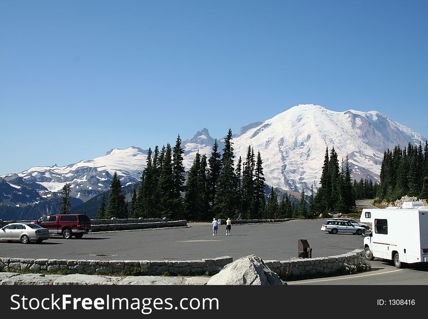 Tourists At Mt. Rainier