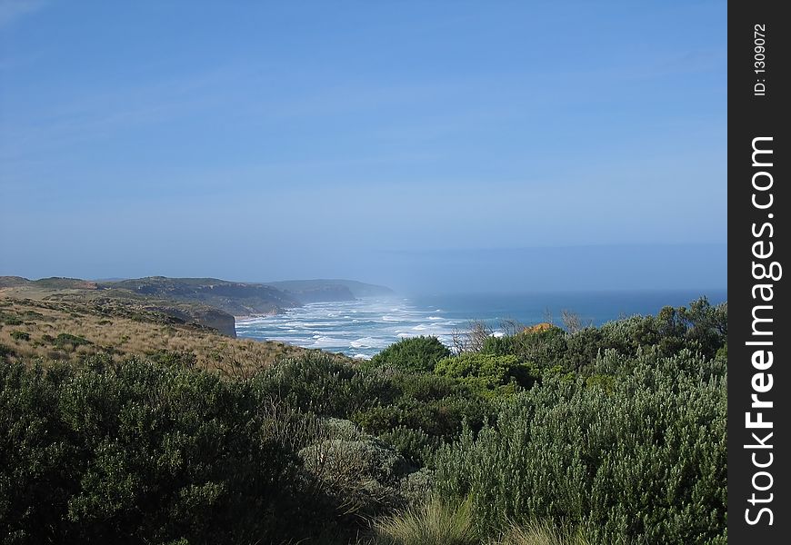 Coastal view near the Twelve apostles. Famous australian landmark (Great Ocean Road, Victoria, Australia)