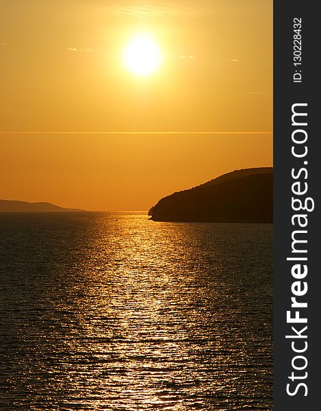 Orange Sunset in Adriatic Sea