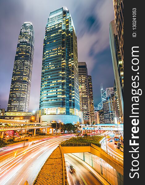 Beautiful architecture building exterior cityscape of hong kong