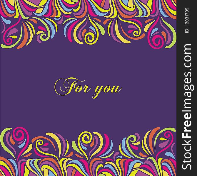 Postcard with colorful tracery background. Postcard with colorful tracery background.