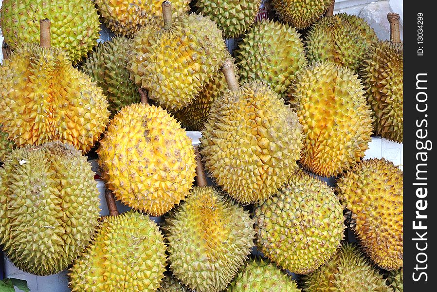 Durian at a market in Vietnam