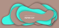 Vector Background With Turquoise And Brown Color Paper Cut Shape Royalty Free Stock Photography