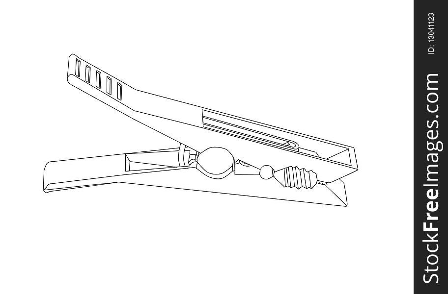 A computer line drawing of a clothes peg. A computer line drawing of a clothes peg.