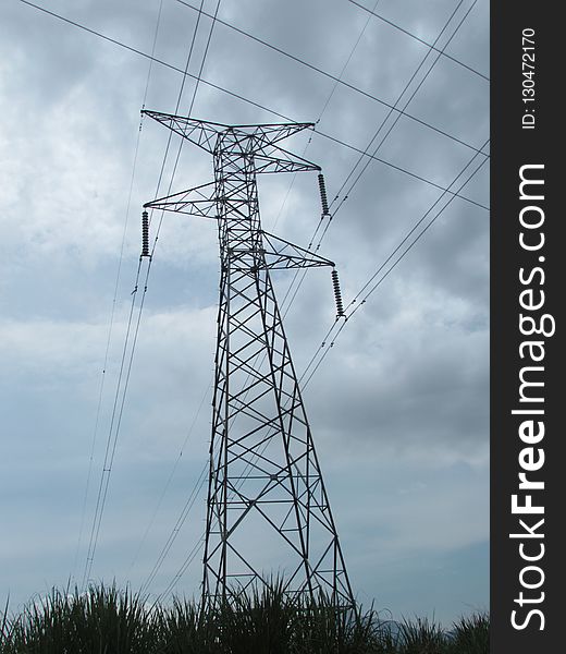 Transmission Tower, Overhead Power Line, Electricity, Sky