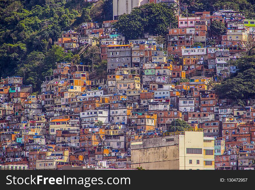 Landscape of the Cantagalo favela rio de janeiro brazil