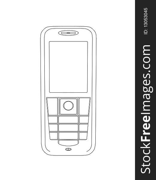 A computer line drawing of a mobile phone. A computer line drawing of a mobile phone.