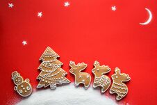 Christmas Holidays Ornament Flat Lay; Christmas Card Background Stock Photo