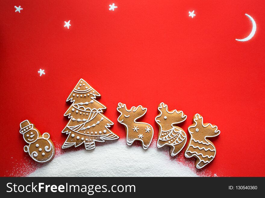 Christmas Holidays Ornament Flat Lay; Christmas Card Background