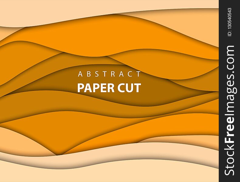 Vector background with yellow and orange color paper cut shapes. 3D abstract paper art style, design layout for business presentations, flyers, posters, prints, decoration, cards, brochure cover.