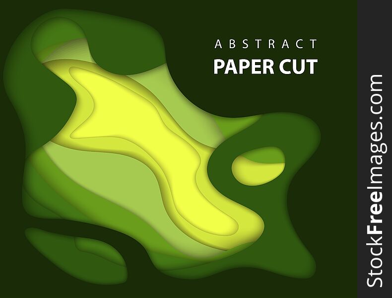 Vector Background With Green Color Paper Cut Shapes. 3D Abstract