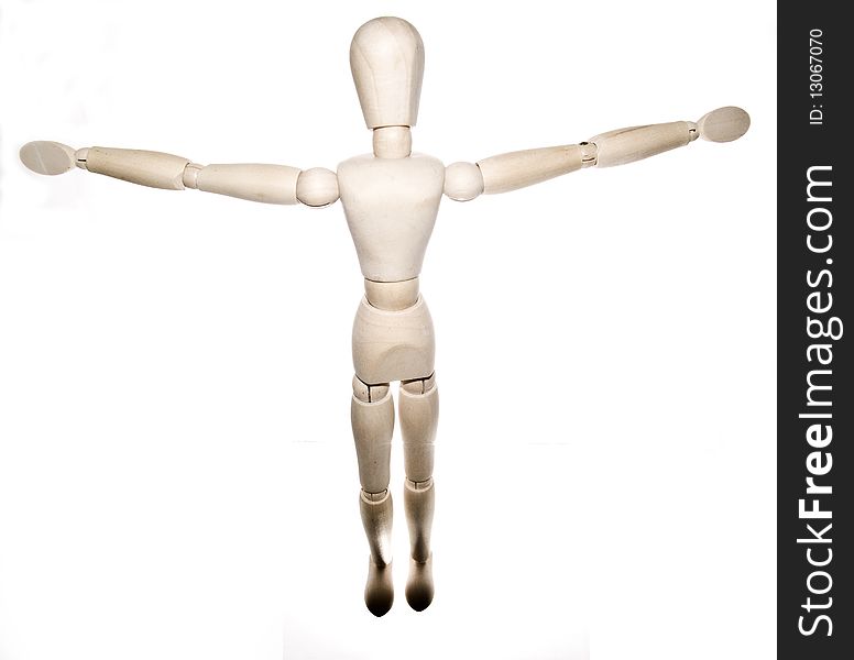 Wooden figure with a white back ground. Wooden figure with a white back ground