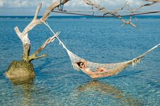 Woman Relaxing In The Swing In The Paradise Turquoise Sea, Stock Photos