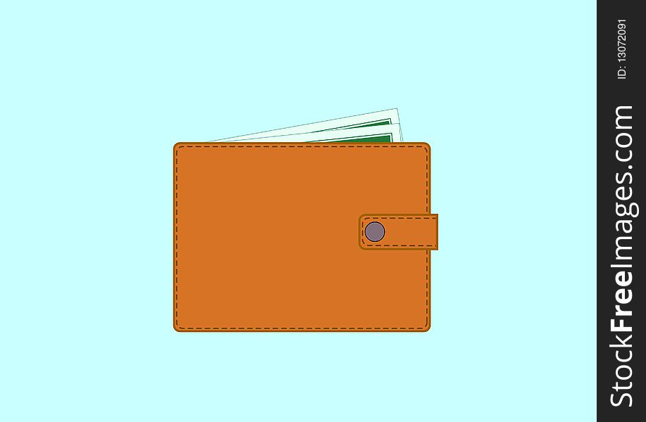 Purse with money, vector illustration