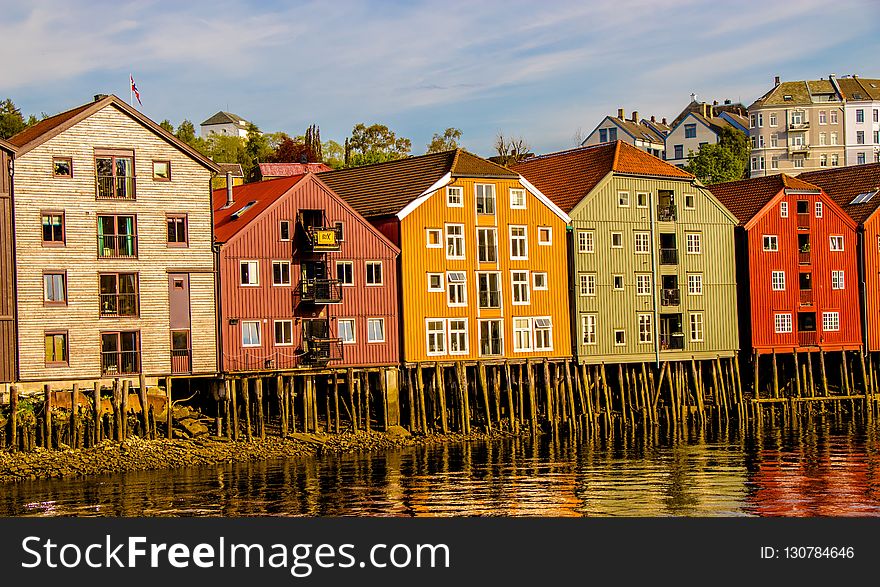 Reflection, Water, Waterway, Town