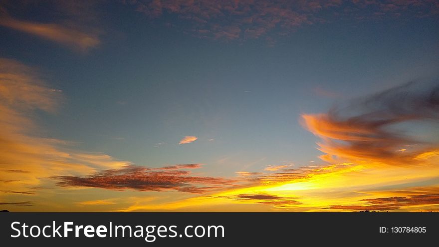 Sky, Afterglow, Horizon, Sunset