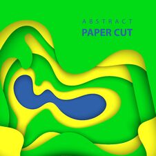 Vector Background With Brazilian Flag Colors Paper Cut Shapes Royalty Free Stock Images