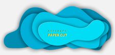 Vector Background With Deep Blue Color Paper Cut Shapes. Royalty Free Stock Images