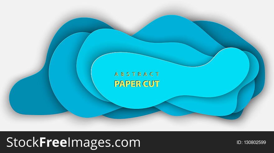 Vector background with deep blue color paper cut shapes.