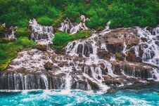 Hraunfossar Waterfalls In Iceland Stock Photography