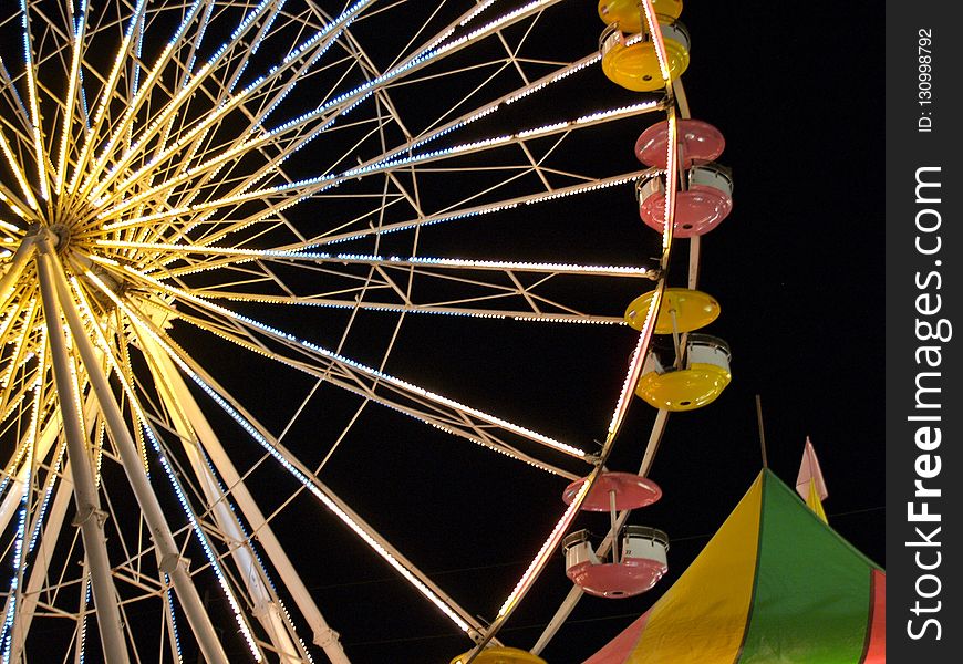 Ferris Wheel, Tourist Attraction, Amusement Ride, Yellow