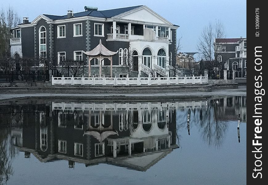Reflection, Water, Waterway, House
