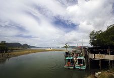 Fishing Boats By The River Royalty Free Stock Photo Fishing Boats By The River Royalty Free Stock Photo