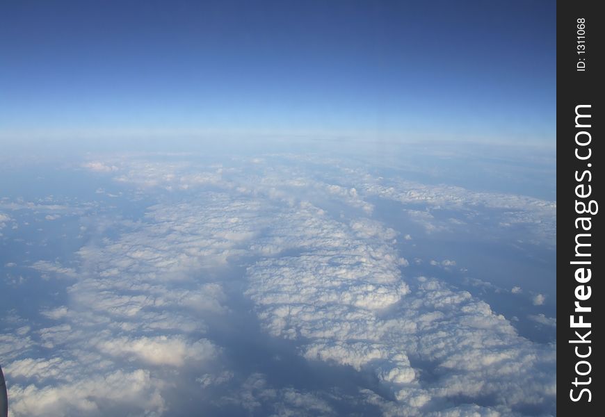 Blue sky with nice white clouds - view from plane. Blue sky with nice white clouds - view from plane.