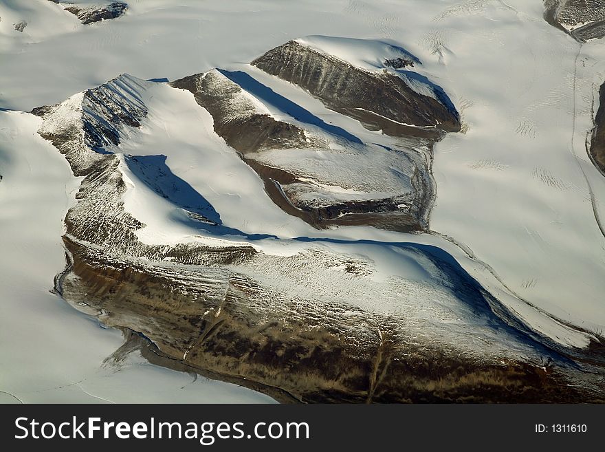 Ice covered ridges, Iceland mountains, aerial view. Ice covered ridges, Iceland mountains, aerial view