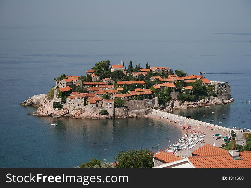 The Adriatic coast, complex of hotels, beach. The Adriatic coast, complex of hotels, beach