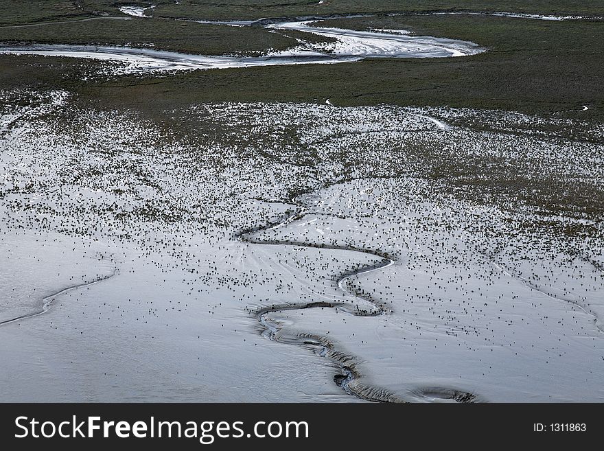 River delta at low tide