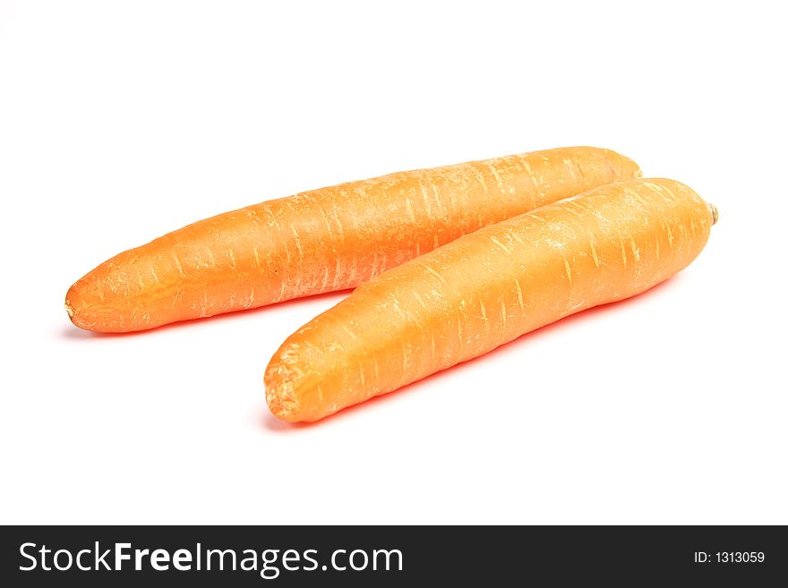 Pair of carrots isolated on white. Pair of carrots isolated on white