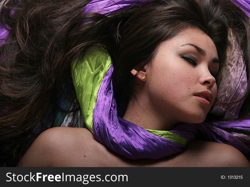 Beautiful asian girl with long hair